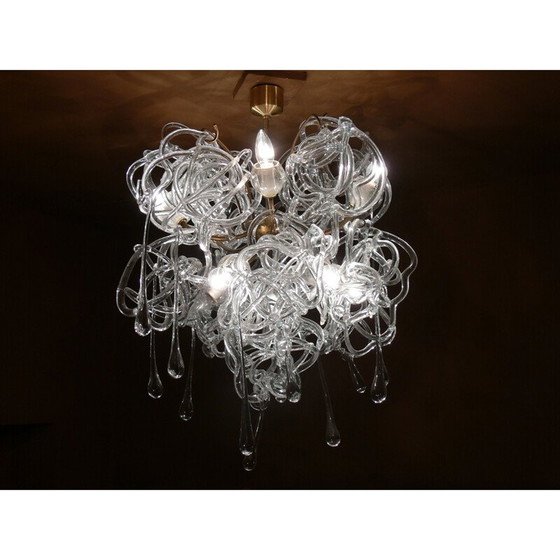 Image 1 of Pair of vintage glass chandeliers by René Roubicek,Czech Republic 1960