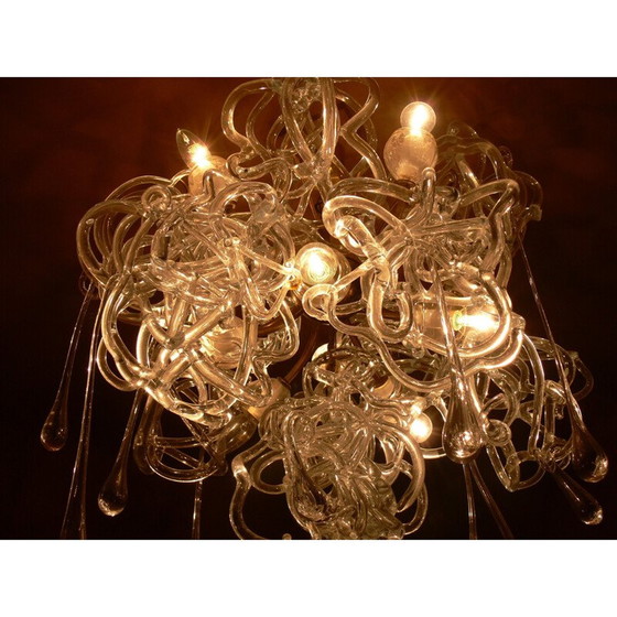 Image 1 of Pair of vintage glass chandeliers by René Roubicek,Czech Republic 1960