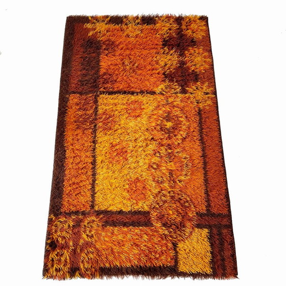 Image 1 of Vintage Scandinavian square pattern Rya rug by Ege Taepper, Denmark 1960s