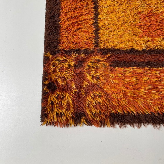 Image 1 of Vintage Scandinavian square pattern Rya rug by Ege Taepper, Denmark 1960s