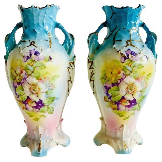 Image 1 of Set of Art nouveau vases Czechoslovakia porcelain 1920's