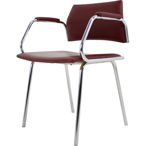 Vintage chrome and faux leather armchair by Kovona, Czechoslovakia 1980