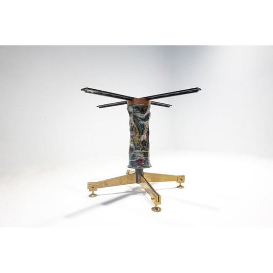 Image 1 of Tavolo da pranzo allungabile in legno e ceramica di metà secolo di Melchiorre Bega e Pietro Melandri, Italia, anni '50