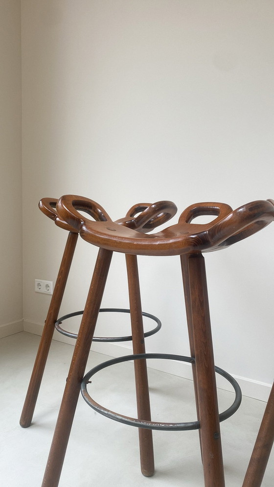 Image 1 of Three Wooden Marbella Barstools