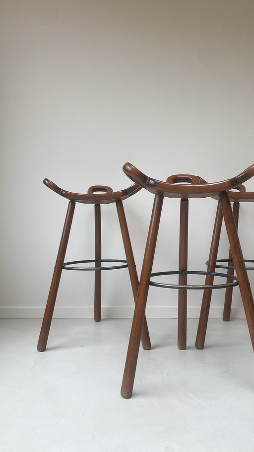 Three Wooden Marbella Barstools