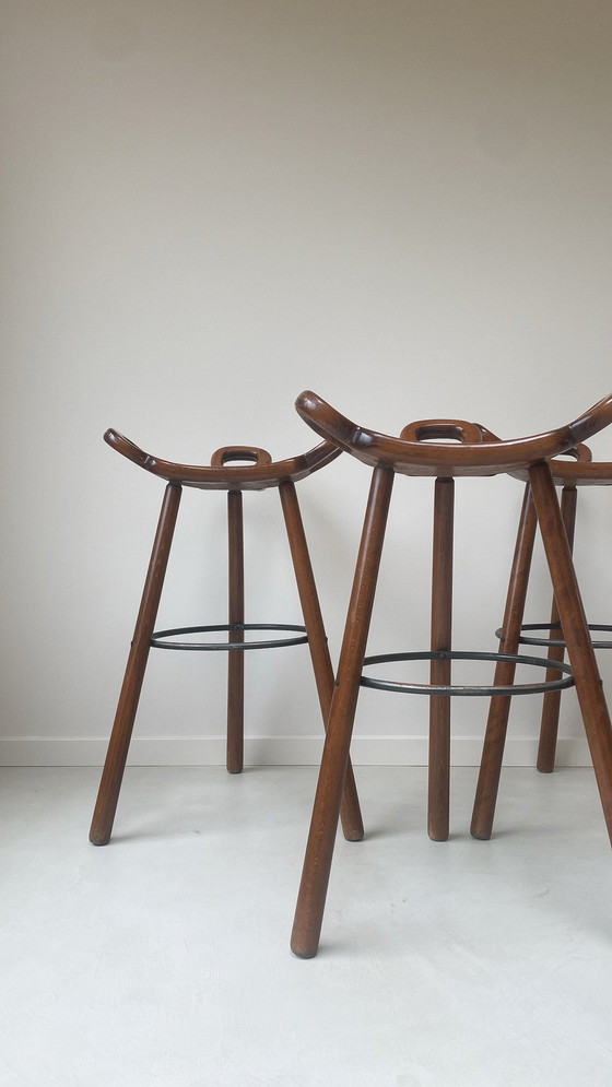 Image 1 of Three Wooden Marbella Barstools