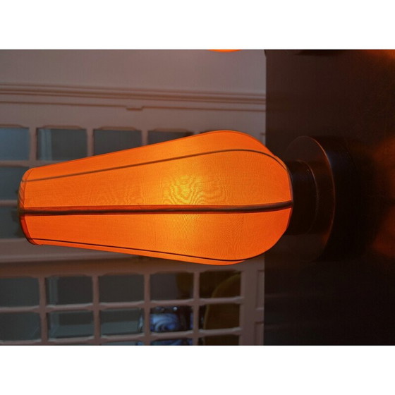 Image 1 of Pair of vintage lamps in lacquered wood and fabric, Italy
