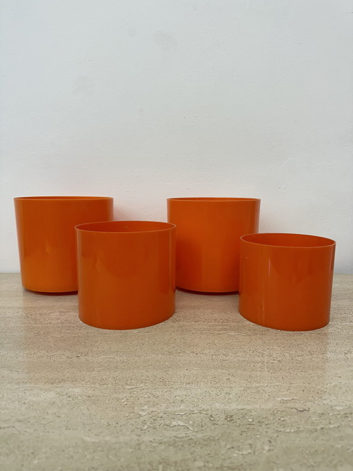 Set Of 4 Plastic Flower Pots , 1970S