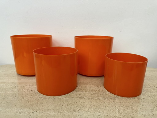 Set Of 4 Plastic Flower Pots , 1970S