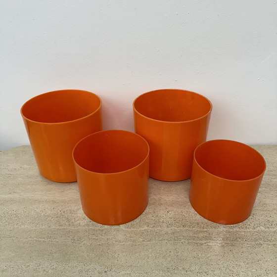 Image 1 of Set Of 4 Plastic Flower Pots , 1970S