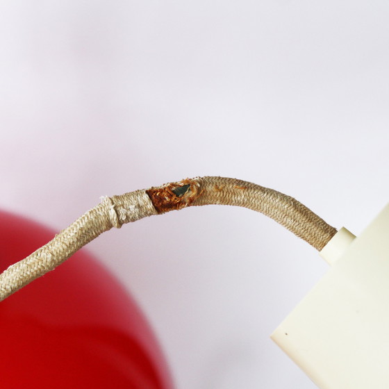 Image 1 of Vintage 70S Round Red Glass Pendant Lamp