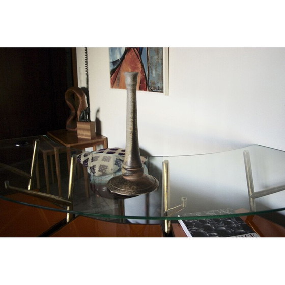 Image 1 of Vintage candlestick in large flamed glass, 1960