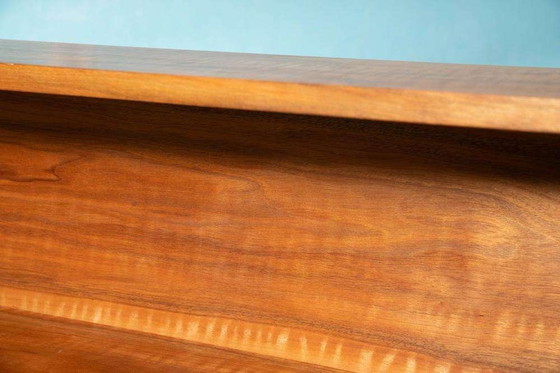 Image 1 of Minimalist walnut wall console, midmod walnut wall unit