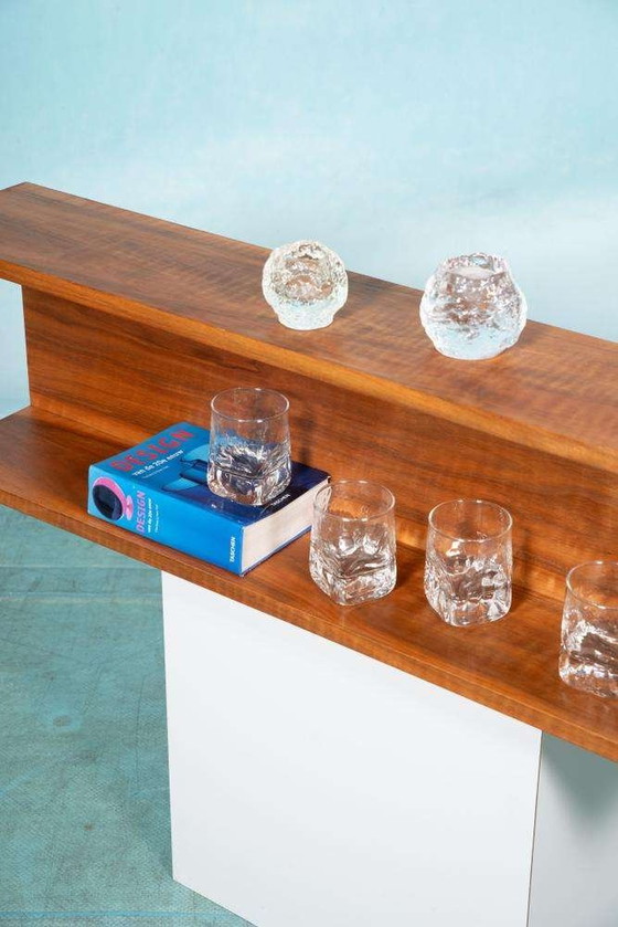 Image 1 of Minimalist walnut wall console, midmod walnut wall unit