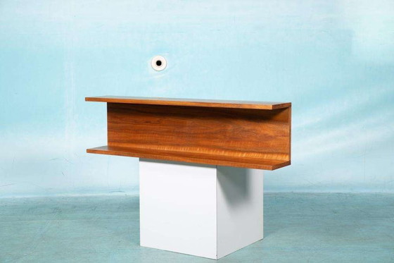 Image 1 of Minimalist walnut wall console, midmod walnut wall unit