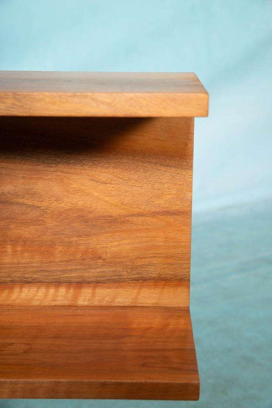 Image 1 of Minimalist walnut wall console, midmod walnut wall unit