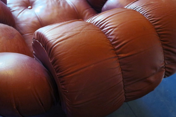 Image 1 of Italian Voluminous Lounge Chair In Leather, 1970S