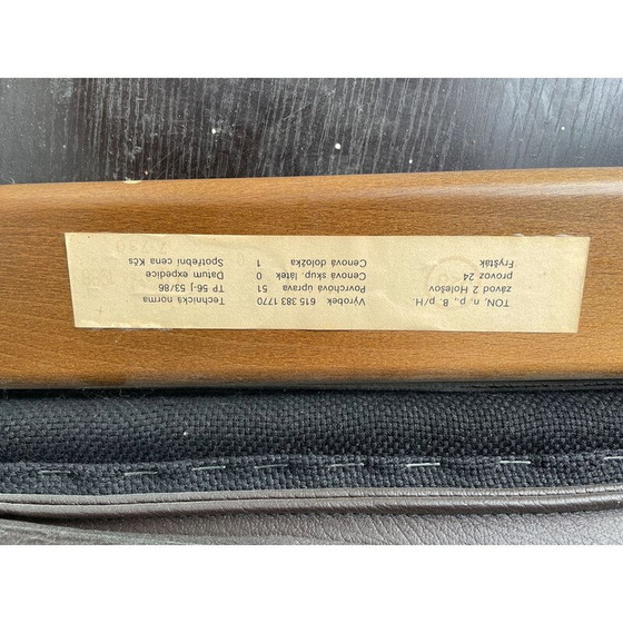 Image 1 of Vintage 2-seater sofa in wood and leather for Ton, Czechoslovakia 1980