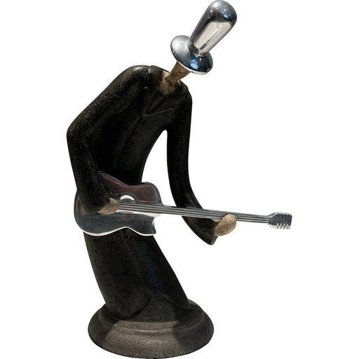 Vintage sculpture representing a guitarist, France 1970