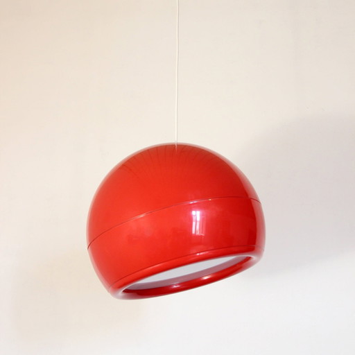 Vintage red Pallade pendant lamp by Artemide, 1970