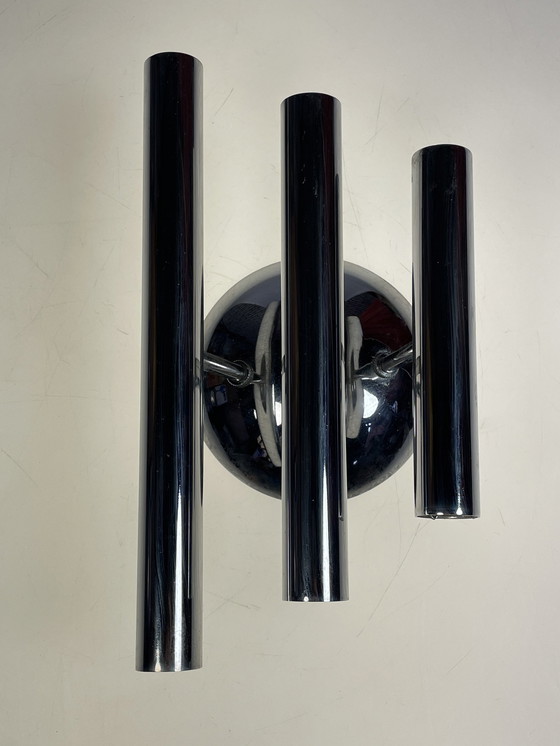 Image 1 of Set of Vintage Wall Lights, Chrome, Sciolari Style, 1970'S