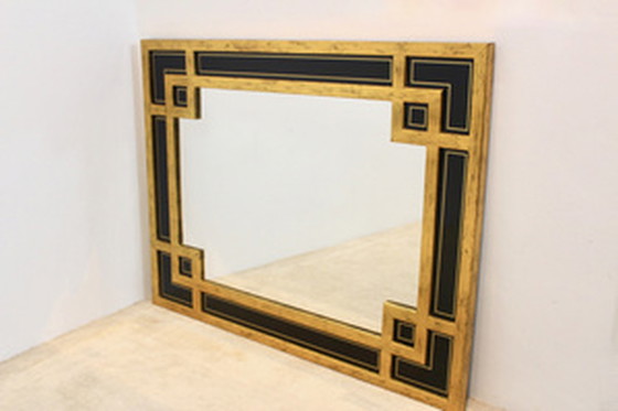 Image 1 of Miroir en bois doré et verre noir Deknudt Belgium