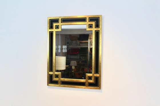 Image 1 of Deknudt Belgium Giltwood and Black Glass Mirror