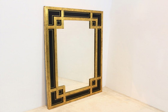 Image 1 of Miroir en bois doré et verre noir Deknudt Belgium