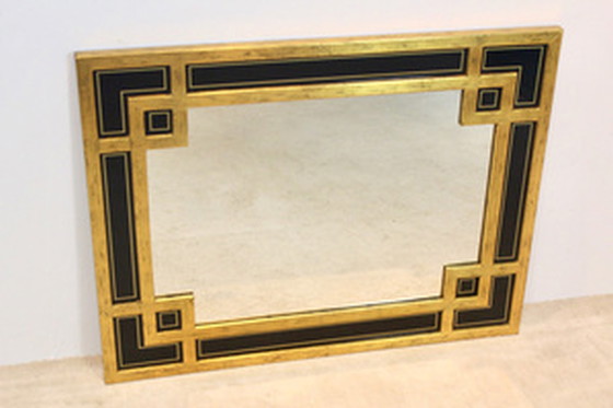 Image 1 of Miroir en bois doré et verre noir Deknudt Belgium