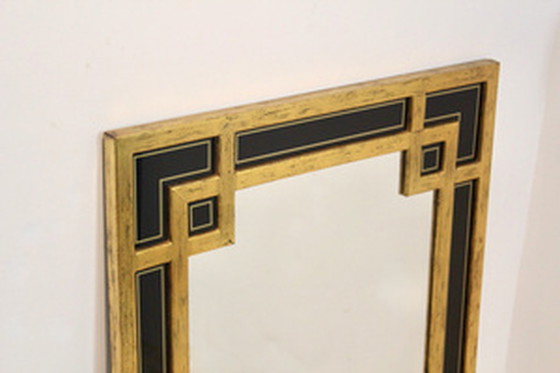 Image 1 of Miroir en bois doré et verre noir Deknudt Belgium