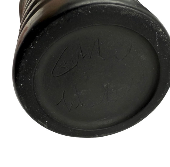 Image 1 of Mid-Century Set of 3 Black Bucchero Ceramic Vases, Sebastiani Gubbio Italy 1960s