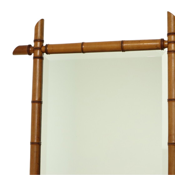 Image 1 of Antique Wooden Faux Bamboo Mirror