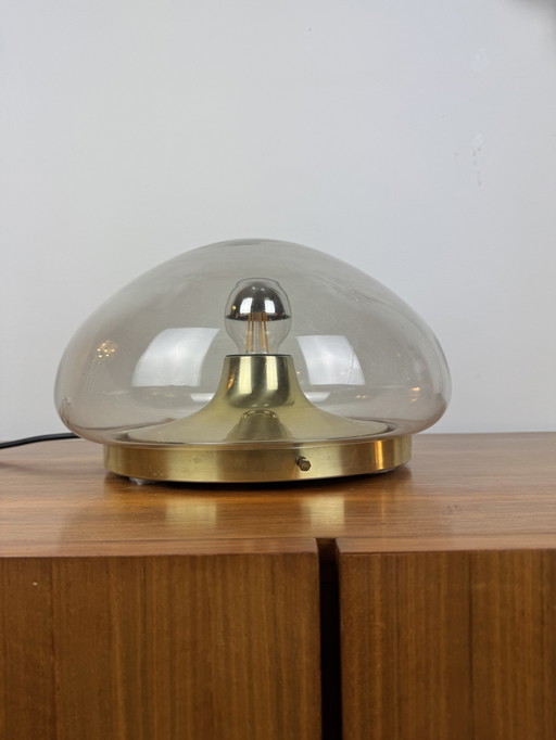 Vintage Doria Leuchten Smoke Glass Ceiling Light