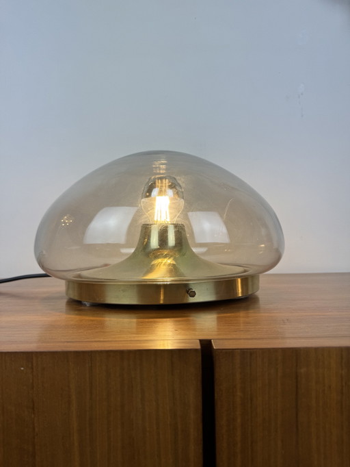 Vintage Doria Leuchten Smoke Glass Ceiling Light