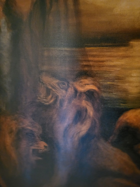 Image 1 of Dipinto d&#39;epoca a tema leoni