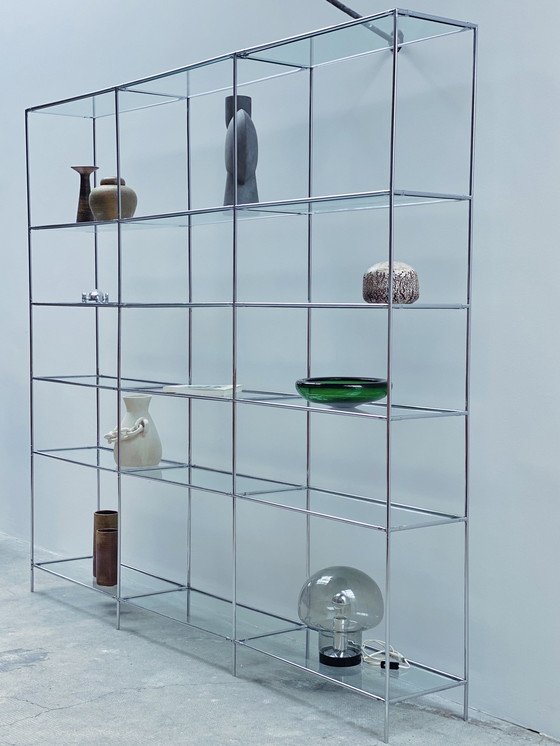 Image 1 of Poul Cadovious For Royal System "Abstracta" Chrome Glass Shelf Modular, Denmark 1960s