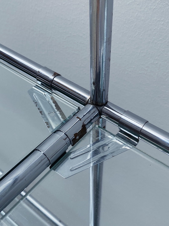 Image 1 of Poul Cadovious For Royal System "Abstracta" Chrome Glass Shelf Modular, Denmark 1960s