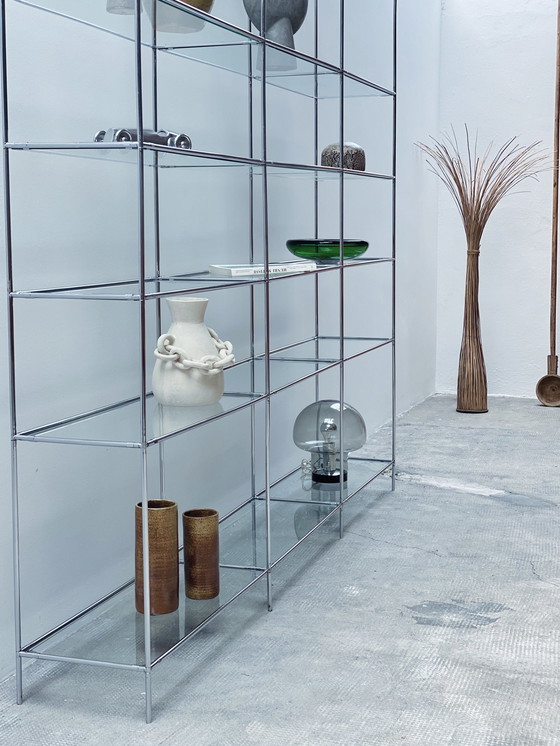 Image 1 of Poul Cadovious For Royal System "Abstracta" Chrome Glass Shelf Modular, Denmark 1960s