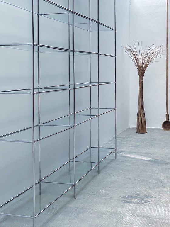 Image 1 of Poul Cadovious For Royal System "Abstracta" Chrome Glass Shelf Modular, Denmark 1960s