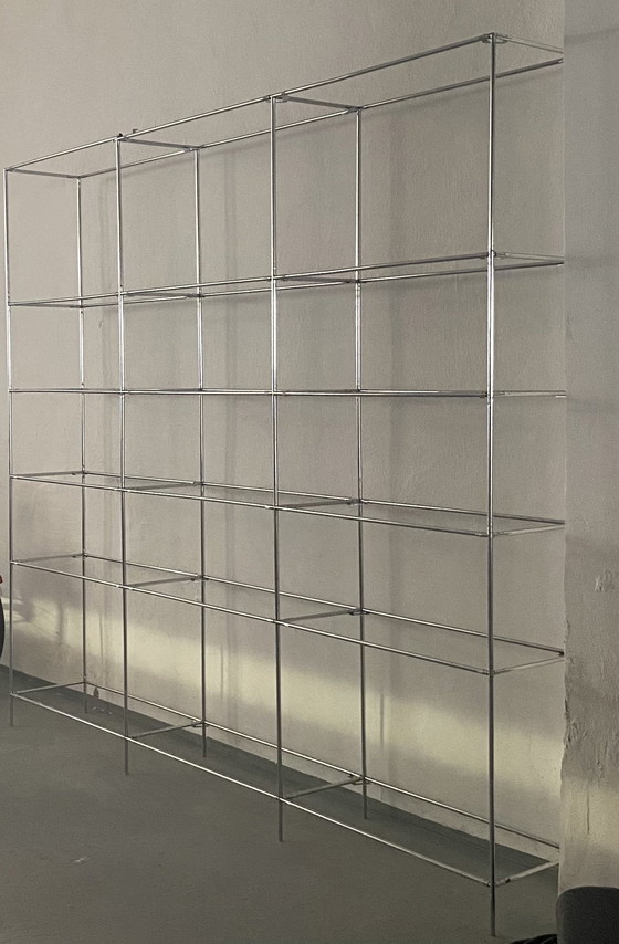 Image 1 of Poul Cadovious For Royal System "Abstracta" Chrome Glass Shelf Modular, Denmark 1960s