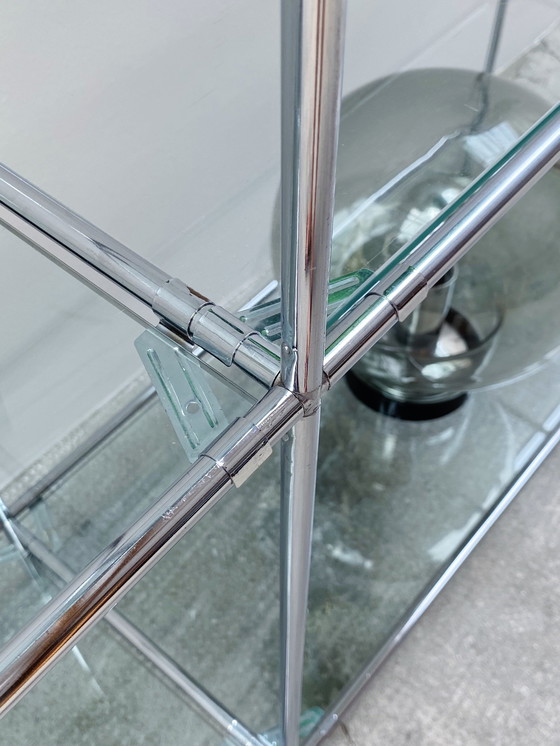 Image 1 of Poul Cadovious For Royal System "Abstracta" Chrome Glass Shelf Modular, Denmark 1960s