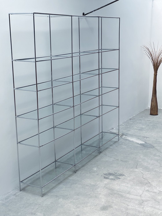 Image 1 of Poul Cadovious For Royal System "Abstracta" Chrome Glass Shelf Modular, Denmark 1960s