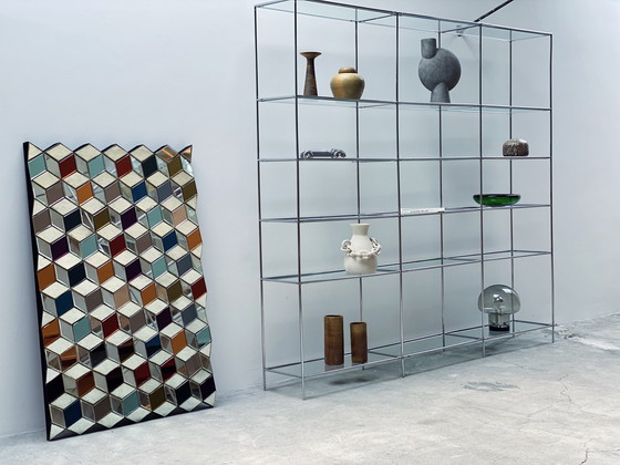 Image 1 of Poul Cadovious For Royal System "Abstracta" Chrome Glass Shelf Modular, Denmark 1960s