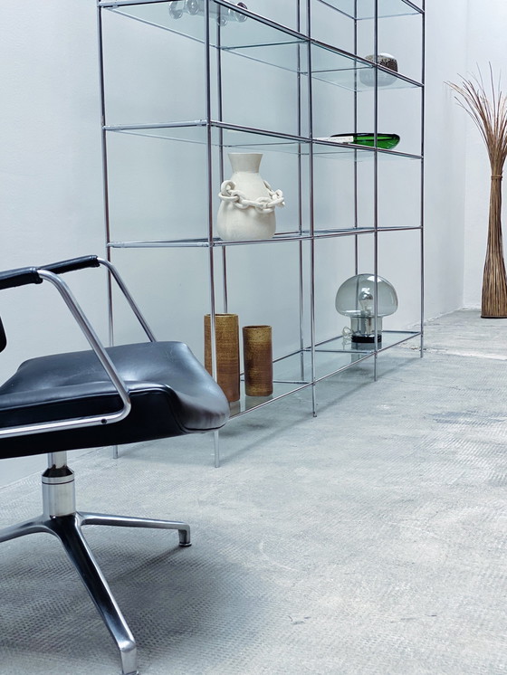Image 1 of Poul Cadovious For Royal System "Abstracta" Chrome Glass Shelf Modular, Denmark 1960s