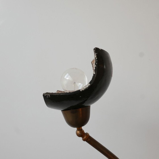 Image 1 of Lampada da terra curva vintage con paralume in mercurio, Paesi Bassi 1960