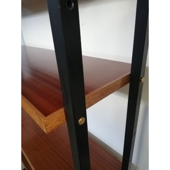 Image 1 of Pair of vintage bookcases with iron structure and wood honeycomb, Italy 1960