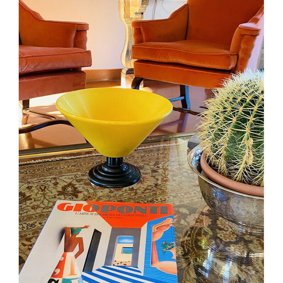 Image 1 of Vintage conical yellow ceramic vase, Italy 1980
