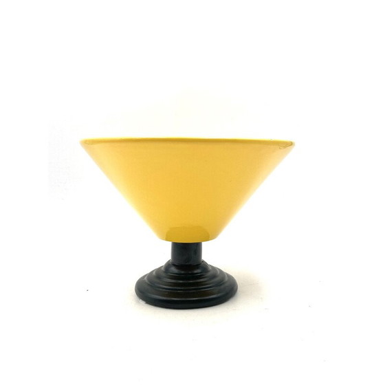Image 1 of Vintage conical yellow ceramic vase, Italy 1980