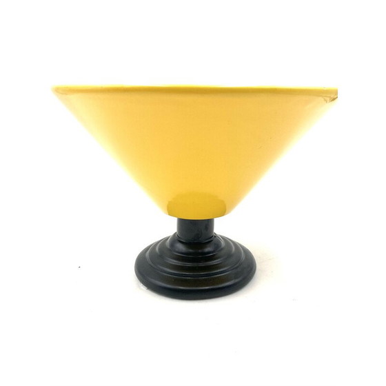 Image 1 of Vintage conical yellow ceramic vase, Italy 1980