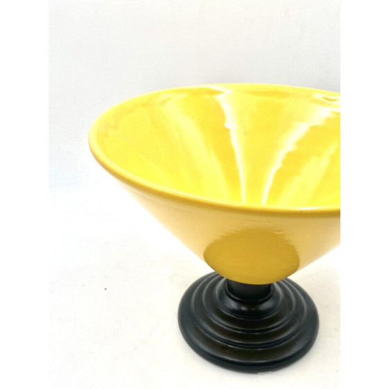 Image 1 of Vintage conical yellow ceramic vase, Italy 1980